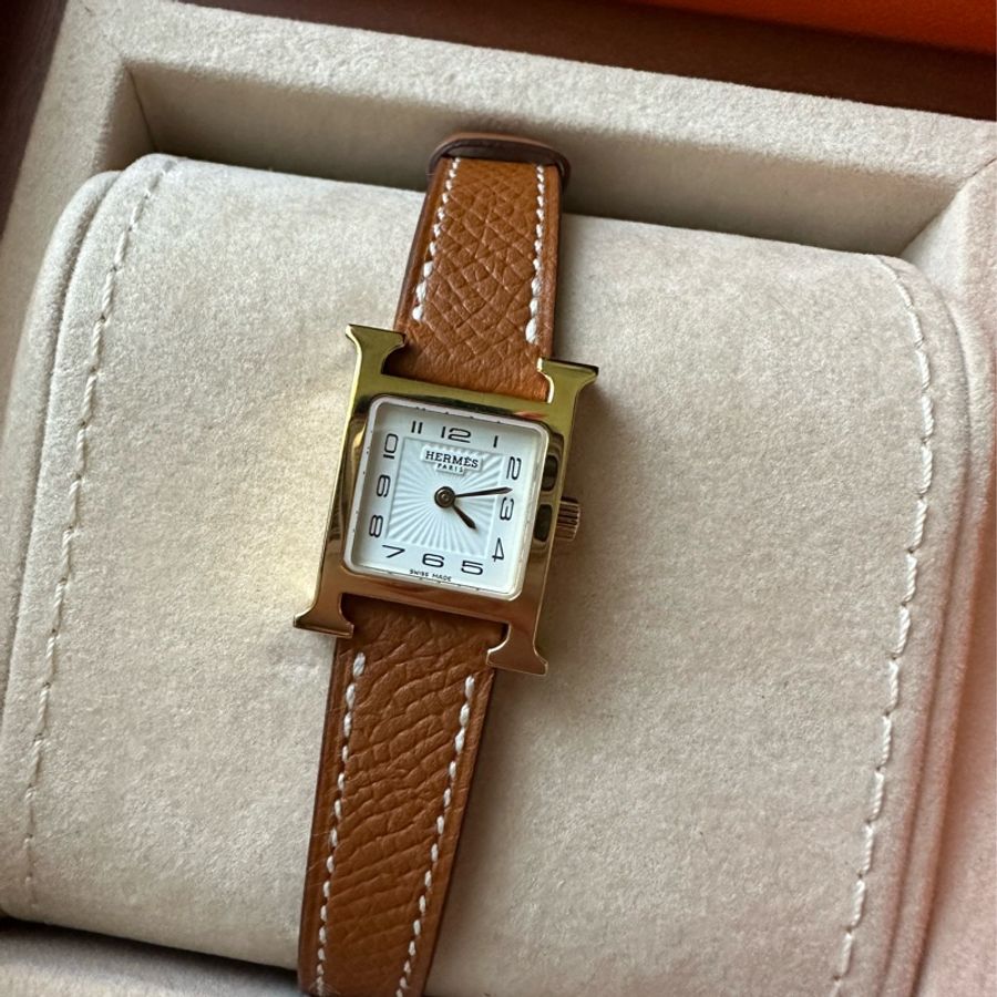 Hermes H手錶17x17 金棕金 Mini 迷你 H Hour-1