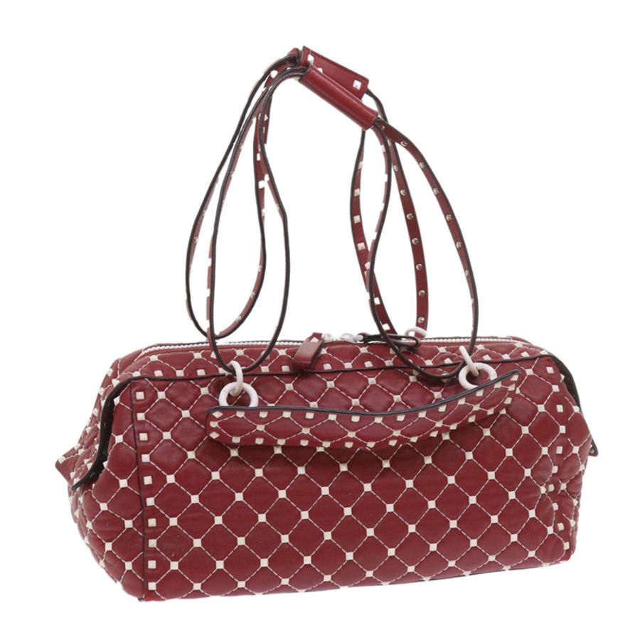 【日本直送】VALENTINO 鉚釘單肩包 羊皮 紅白配色 正品 ar10772-0