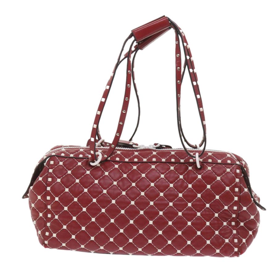 【日本直送】VALENTINO 鉚釘單肩包 羊皮 紅白配色 正品 ar10772-1