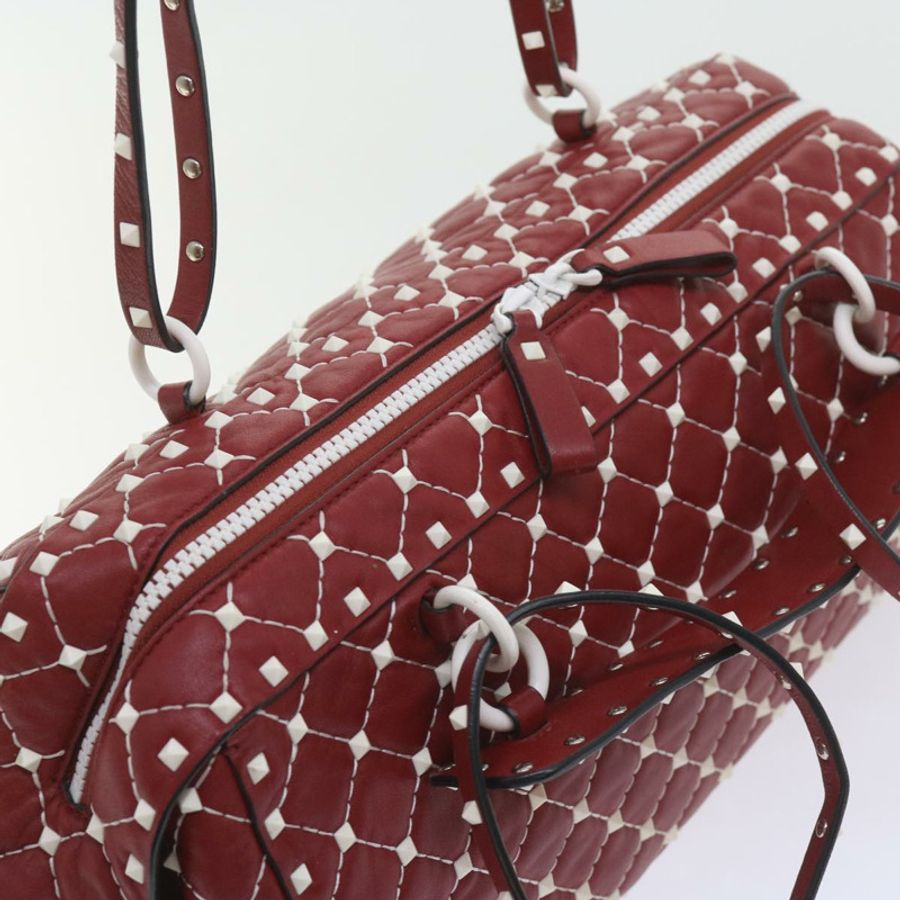 【日本直送】VALENTINO 鉚釘單肩包 羊皮 紅白配色 正品 ar10772-5