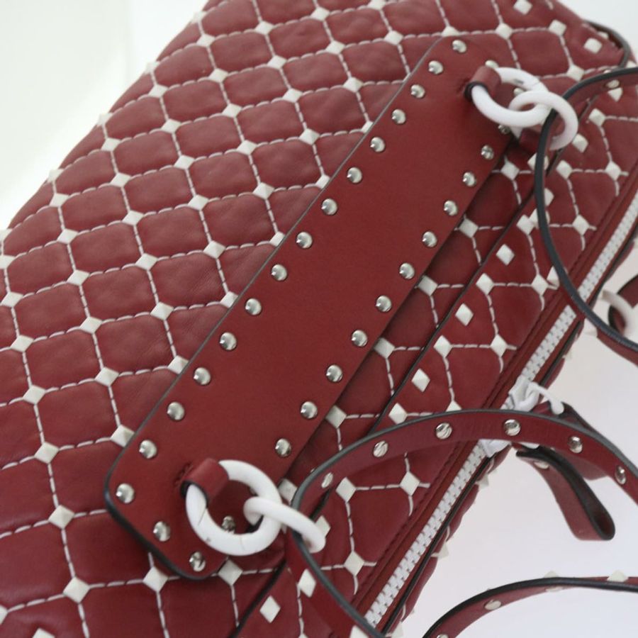 【日本直送】VALENTINO 鉚釘單肩包 羊皮 紅白配色 正品 ar10772-7