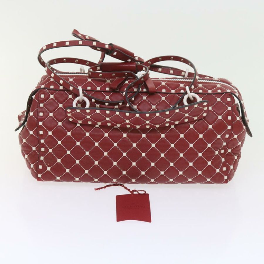 【日本直送】VALENTINO 鉚釘單肩包 羊皮 紅白配色 正品 ar10772-11