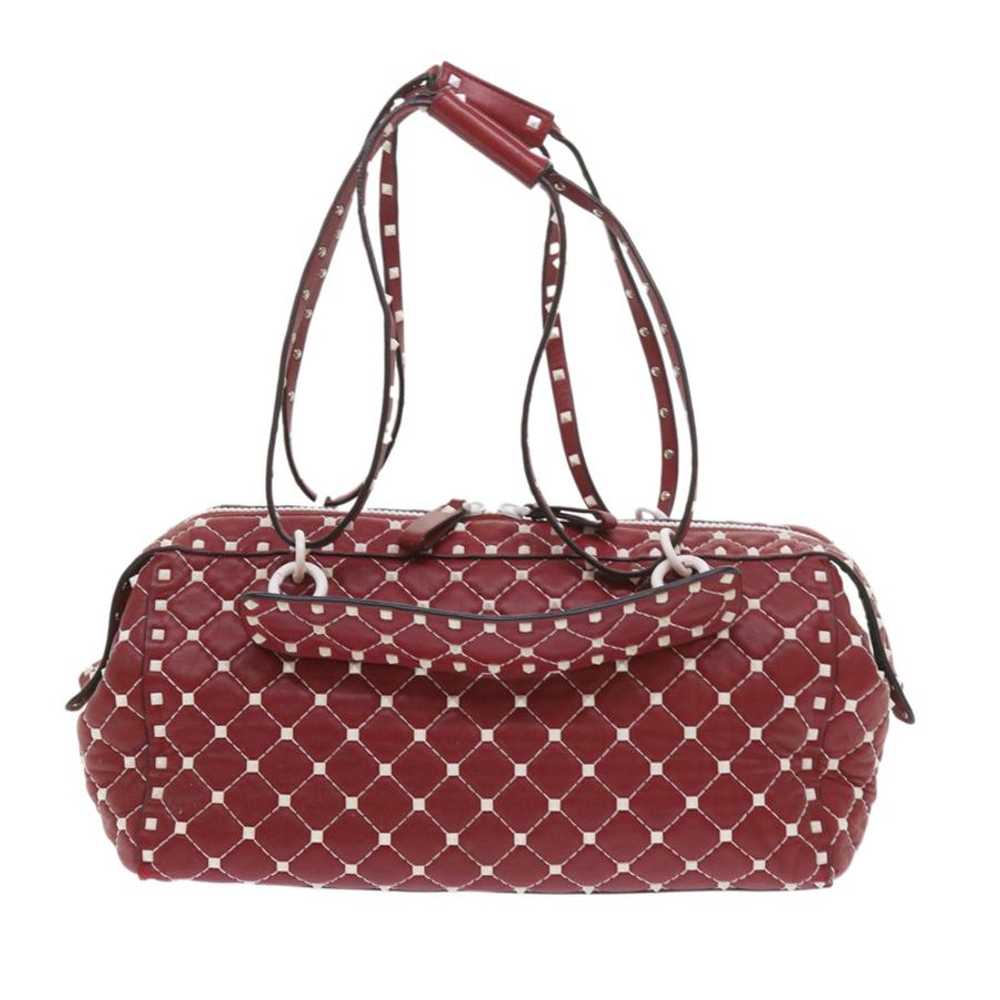 【日本直送】VALENTINO 鉚釘單肩包 羊皮 紅白配色 正品 ar10772-12