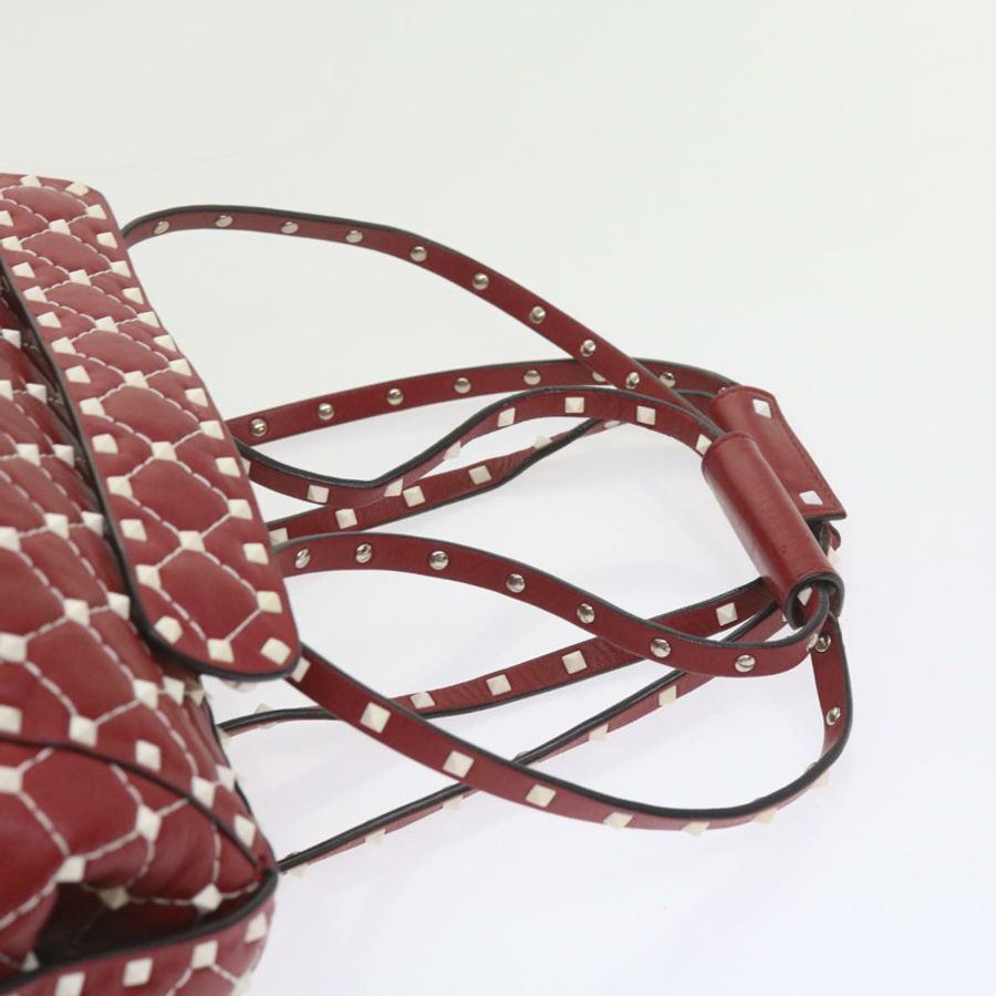 【日本直送】VALENTINO 鉚釘單肩包 羊皮 紅白配色 正品 ar10772-13
