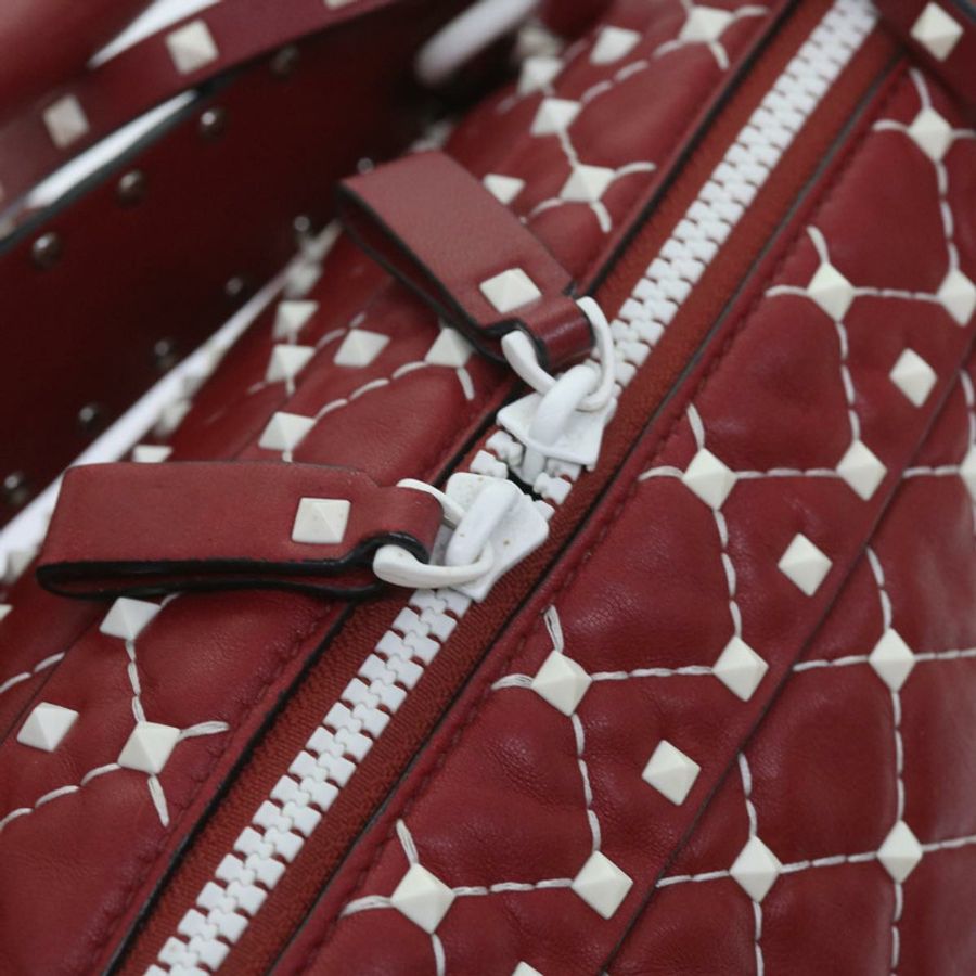 【日本直送】VALENTINO 鉚釘單肩包 羊皮 紅白配色 正品 ar10772-17