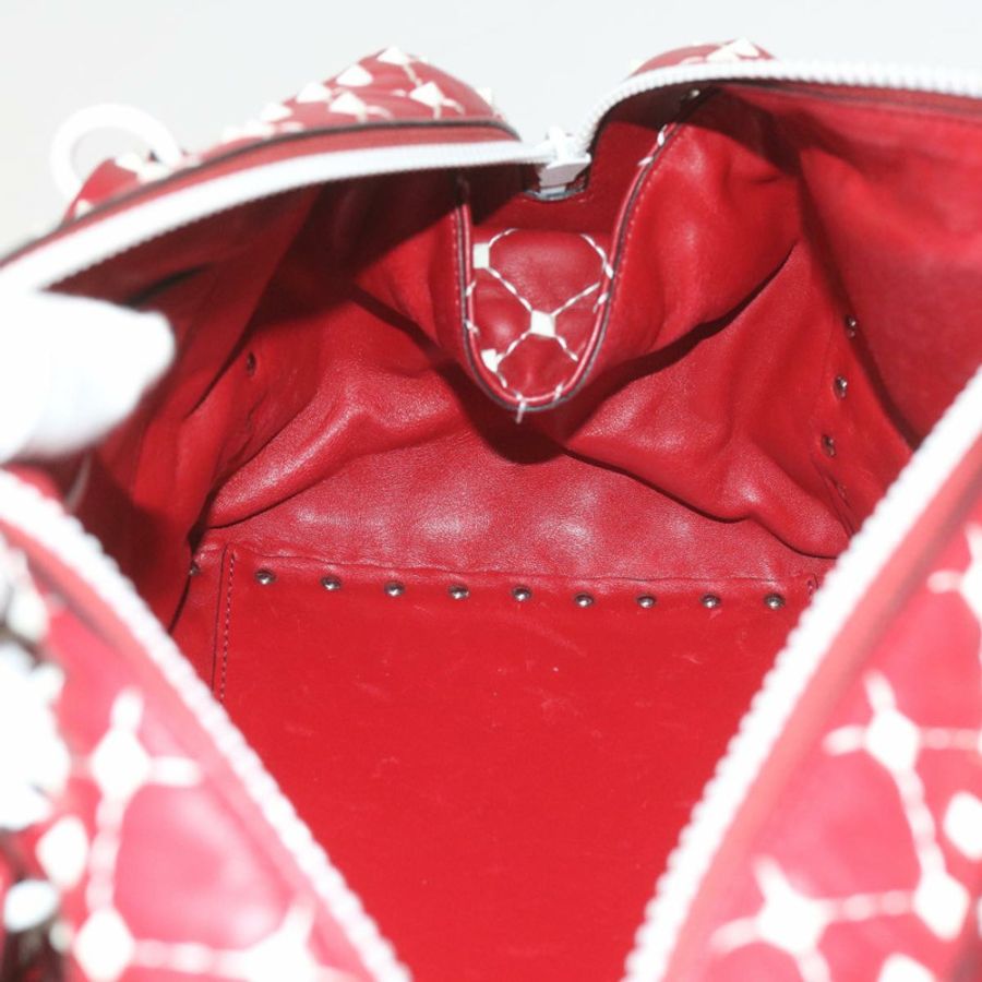 【日本直送】VALENTINO 鉚釘單肩包 羊皮 紅白配色 正品 ar10772-18