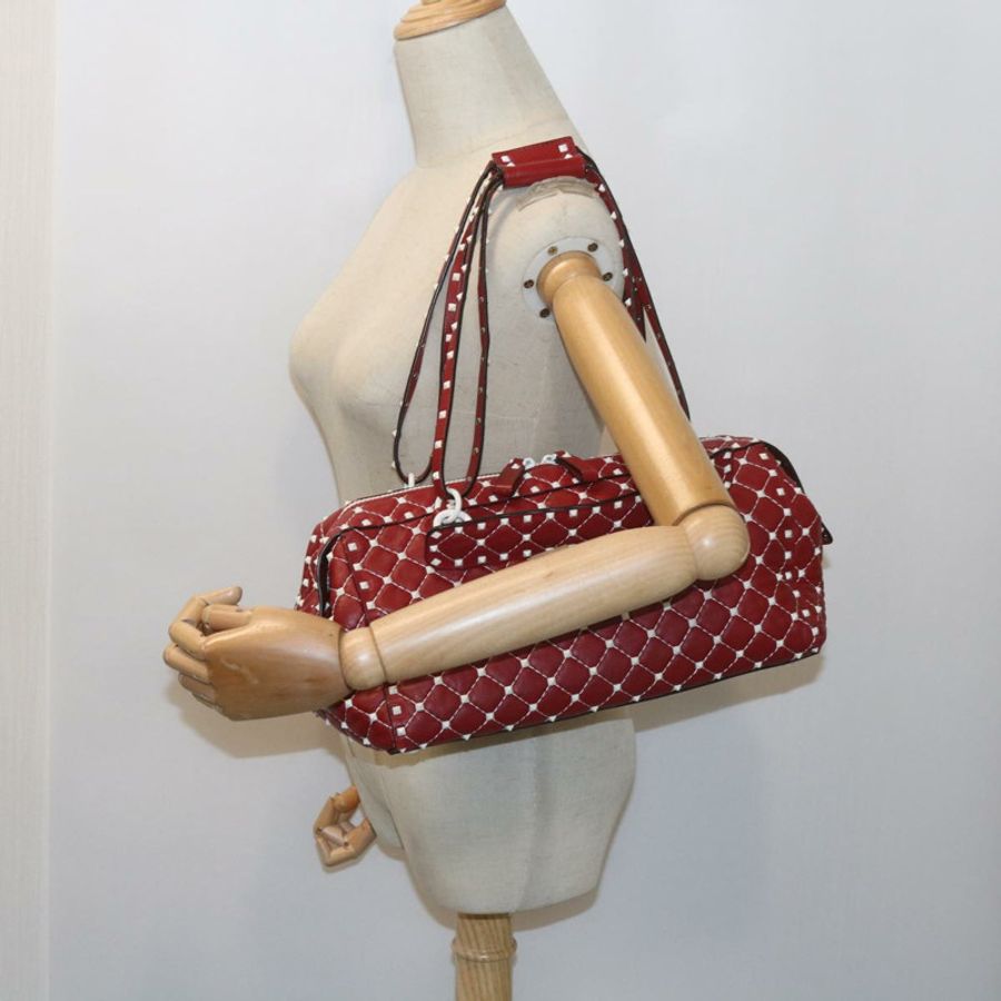 【日本直送】VALENTINO 鉚釘單肩包 羊皮 紅白配色 正品 ar10772-22