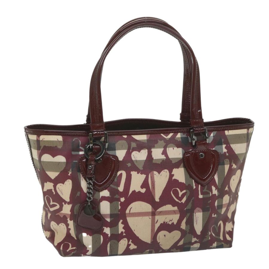 【日本直送】BURBERRY Nova 格紋手提包 PVC 皮革 紅色 正品 hk959-0