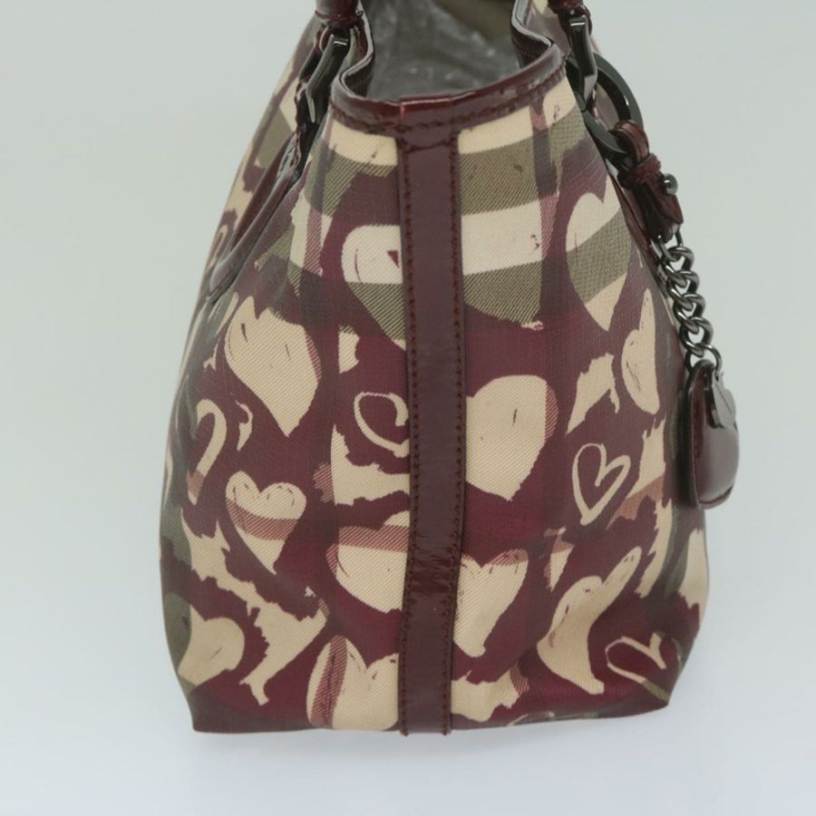 【日本直送】BURBERRY Nova 格紋手提包 PVC 皮革 紅色 正品 hk959-3