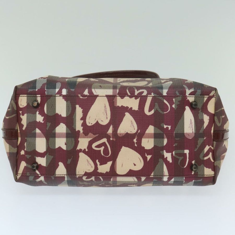 【日本直送】BURBERRY Nova 格紋手提包 PVC 皮革 紅色 正品 hk959-4