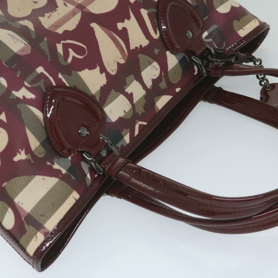 【日本直送】BURBERRY Nova 格紋手提包 PVC 皮革 紅色 正品 hk959-5