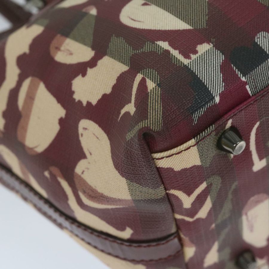 【日本直送】BURBERRY Nova 格紋手提包 PVC 皮革 紅色 正品 hk959-8
