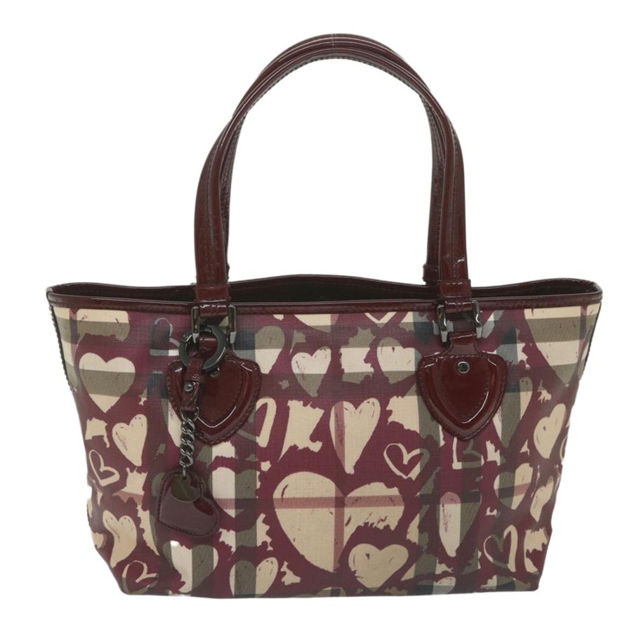 【日本直送】BURBERRY Nova 格紋手提包 PVC 皮革 紅色 正品 hk959-12