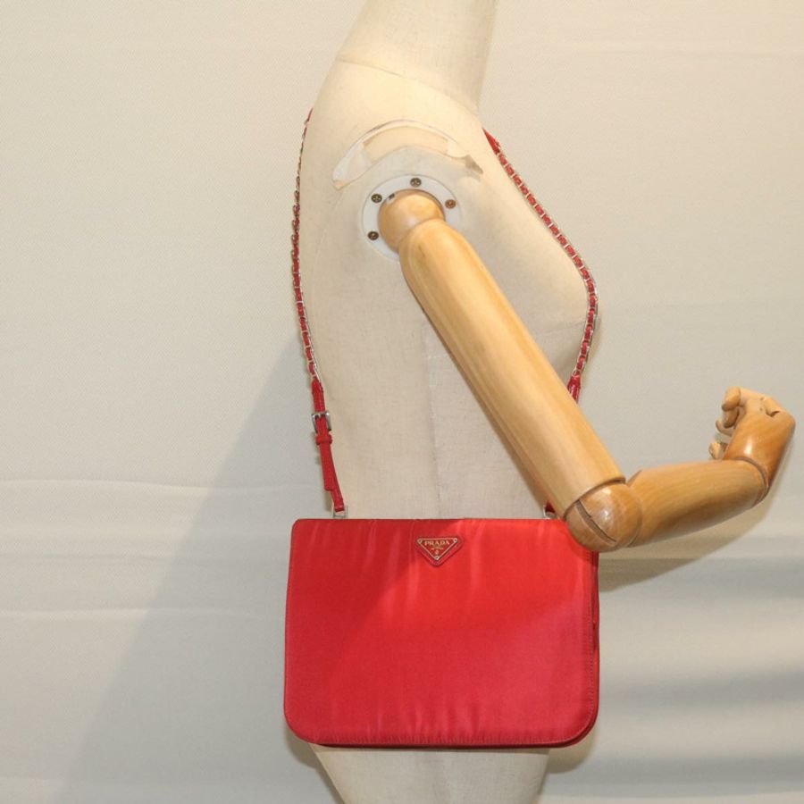 【日本直送】PRADA 尼龍紅色鏈條單肩包 正品 63571-19