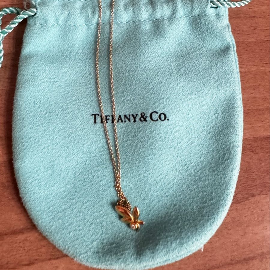 Tiffany 橄欖葉真鑽K金項鍊-0