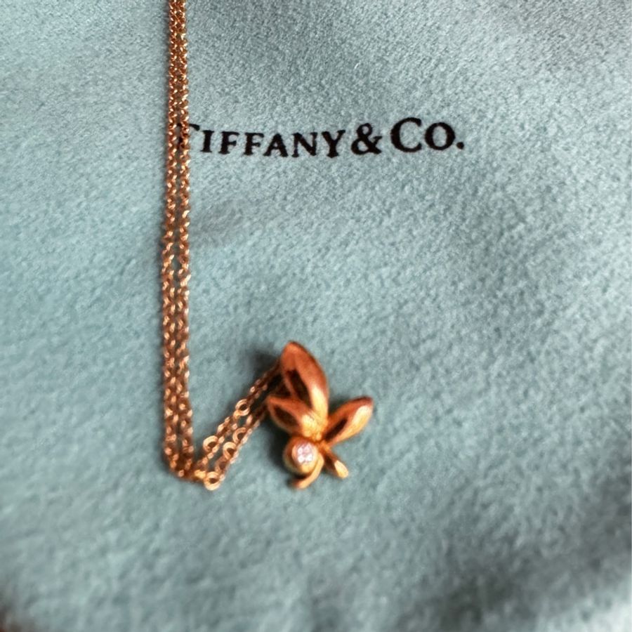Tiffany 橄欖葉真鑽K金項鍊-2