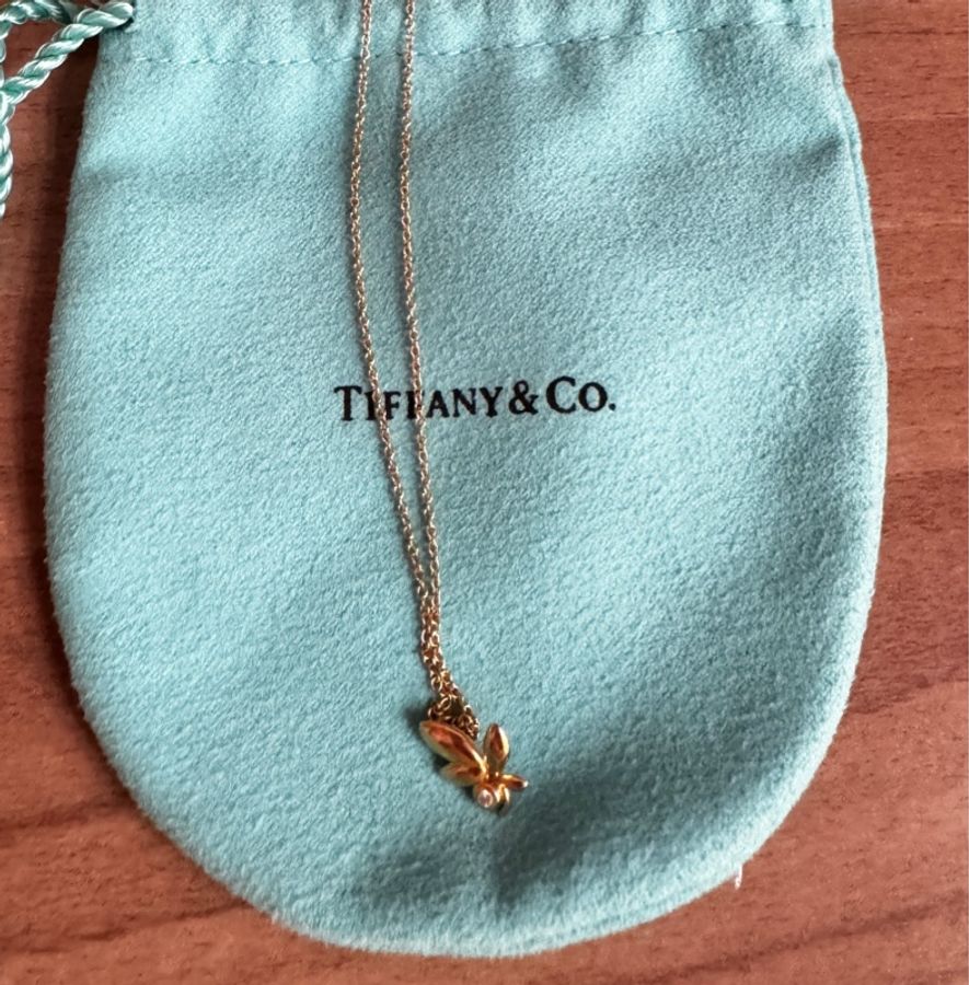 Tiffany 橄欖葉真鑽K金項鍊-5