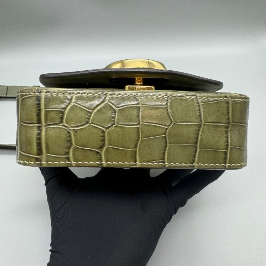 chloe c bag 綠色鱷魚紋 mini-10
