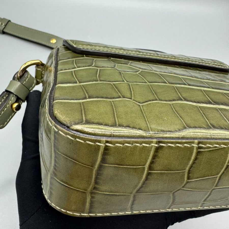 chloe c bag 綠色鱷魚紋 mini-13