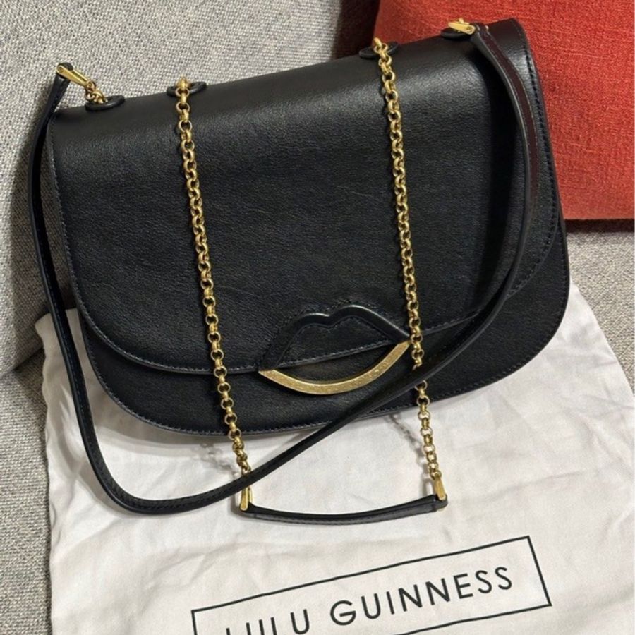 全新Lulu Guinness紅唇包 黑色 2way斜背/肩背包-0