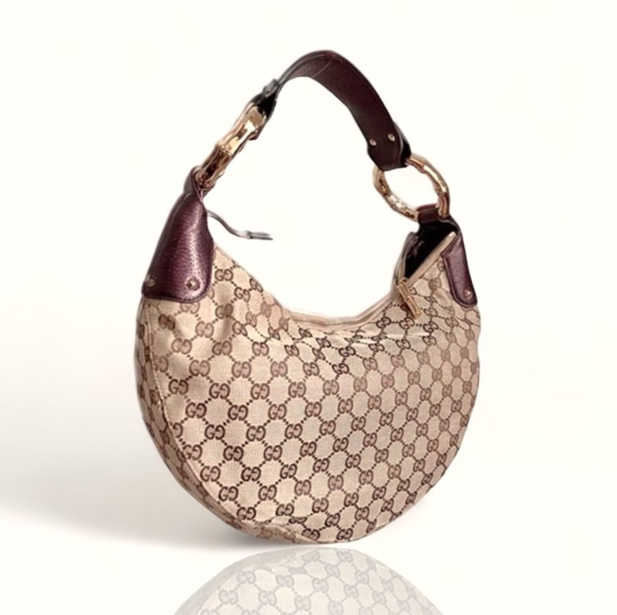 🍒GUCCI Superme Monogram 竹環月牙包/腋下包 2F240410-1-1