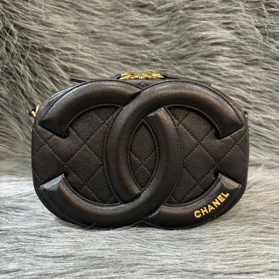 CHANEL AS1757 camera 18 COCO LOGO大雙C 黑色 牛皮 金鍊 相機包 斜背包 肩背包-0