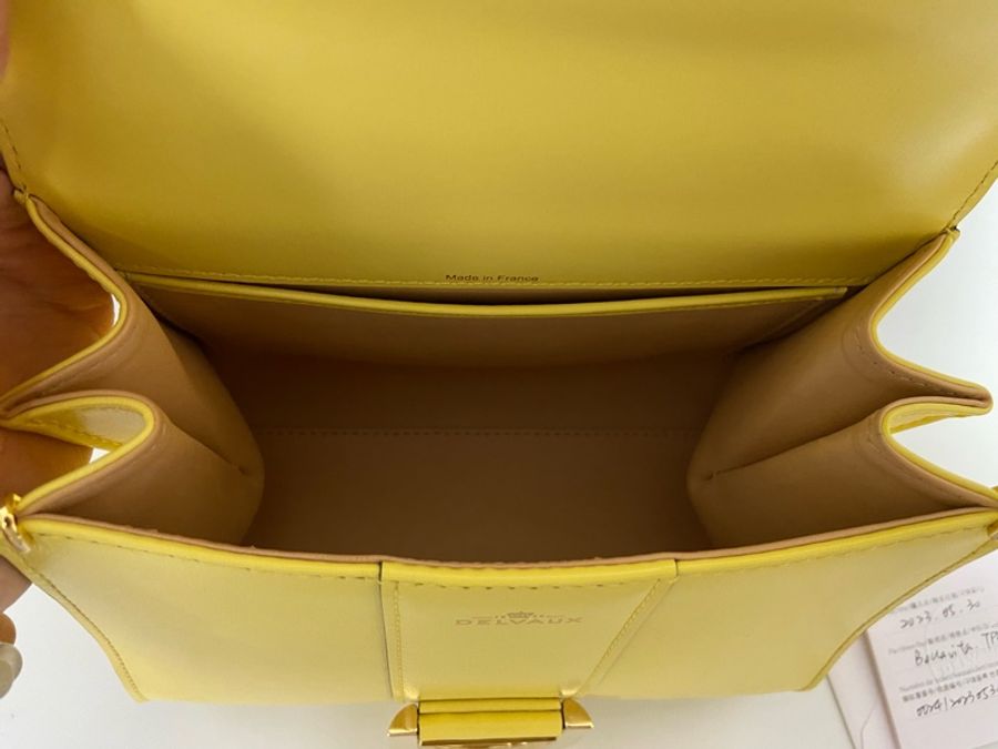 Delvaux Brillant mini雪糕黃 手提包配兩款肩背帶-4