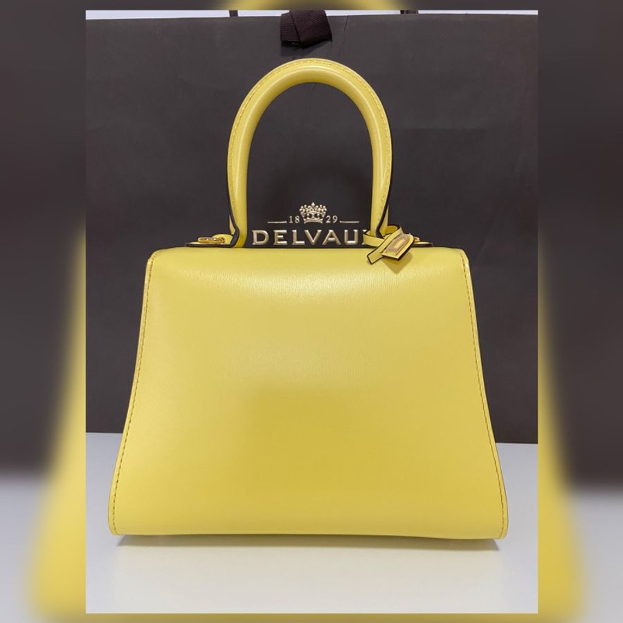 Delvaux Brillant mini雪糕黃 手提包配兩款肩背帶-6