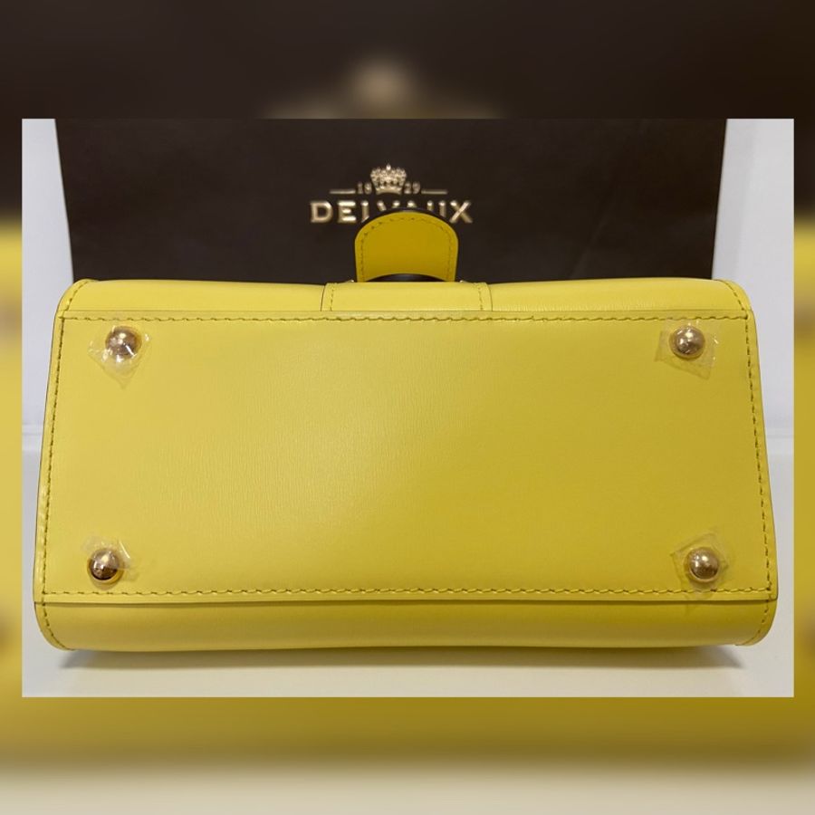 Delvaux Brillant mini雪糕黃 手提包配兩款肩背帶-7