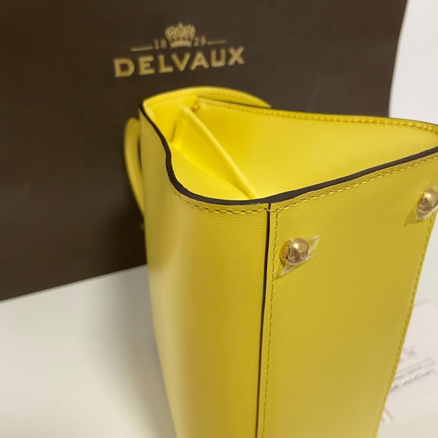Delvaux Brillant mini雪糕黃 手提包配兩款肩背帶-9