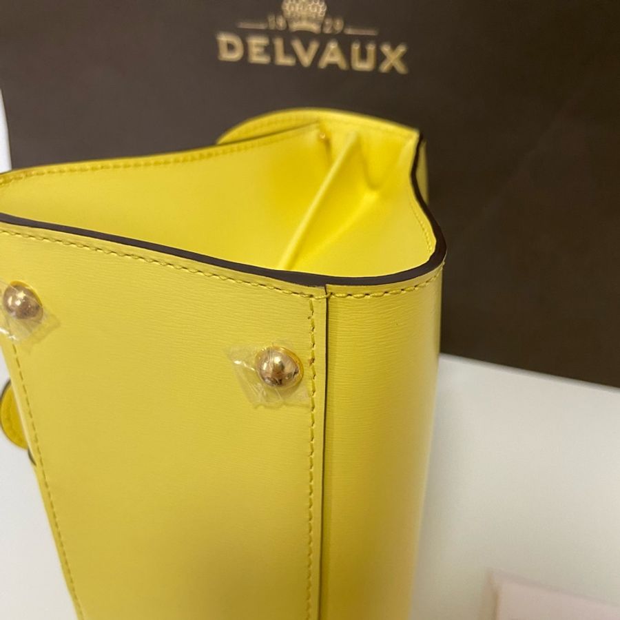 Delvaux Brillant mini雪糕黃 手提包配兩款肩背帶-10