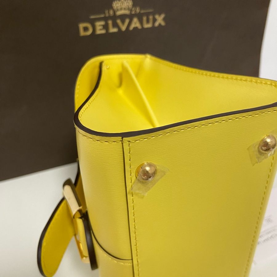 Delvaux Brillant mini雪糕黃 手提包配兩款肩背帶-11