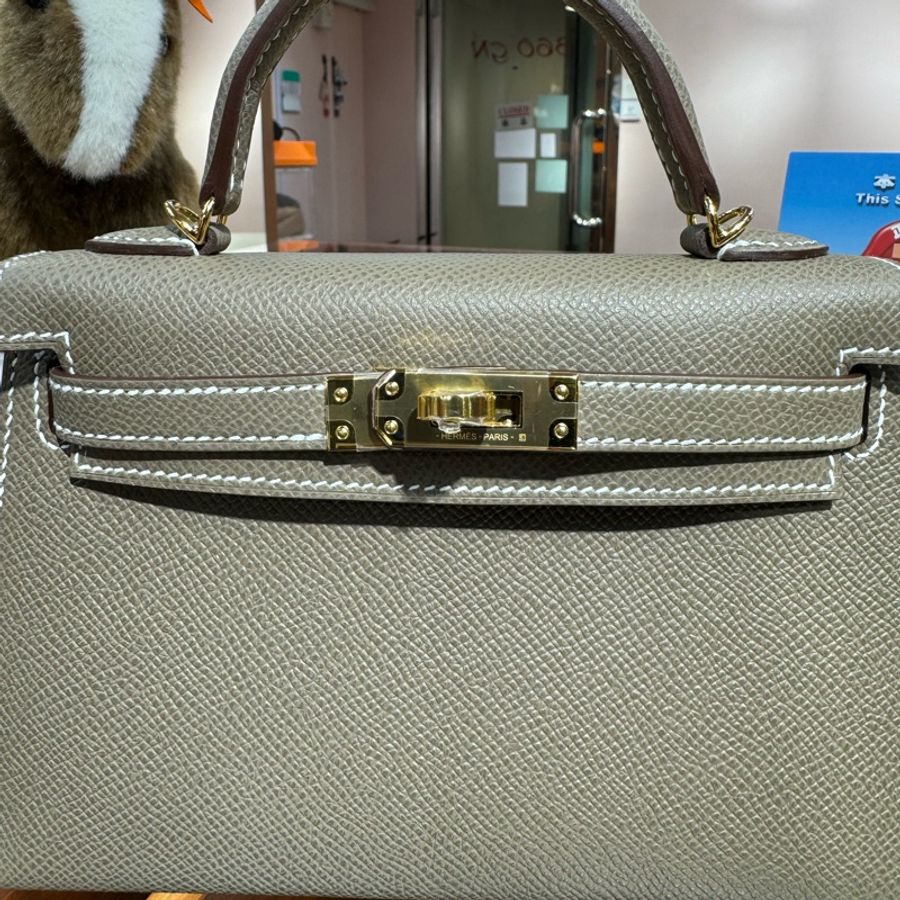✨持有正品正貨標籤公司✨Hermes Mini Kelly II 大象灰金扣 W stamp-2
