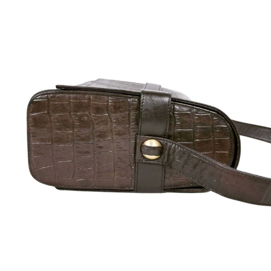 Versace Crocodile Embossed Crossbody Bag 范思哲深棕色鱷魚壓紋羊皮郵差包-4
