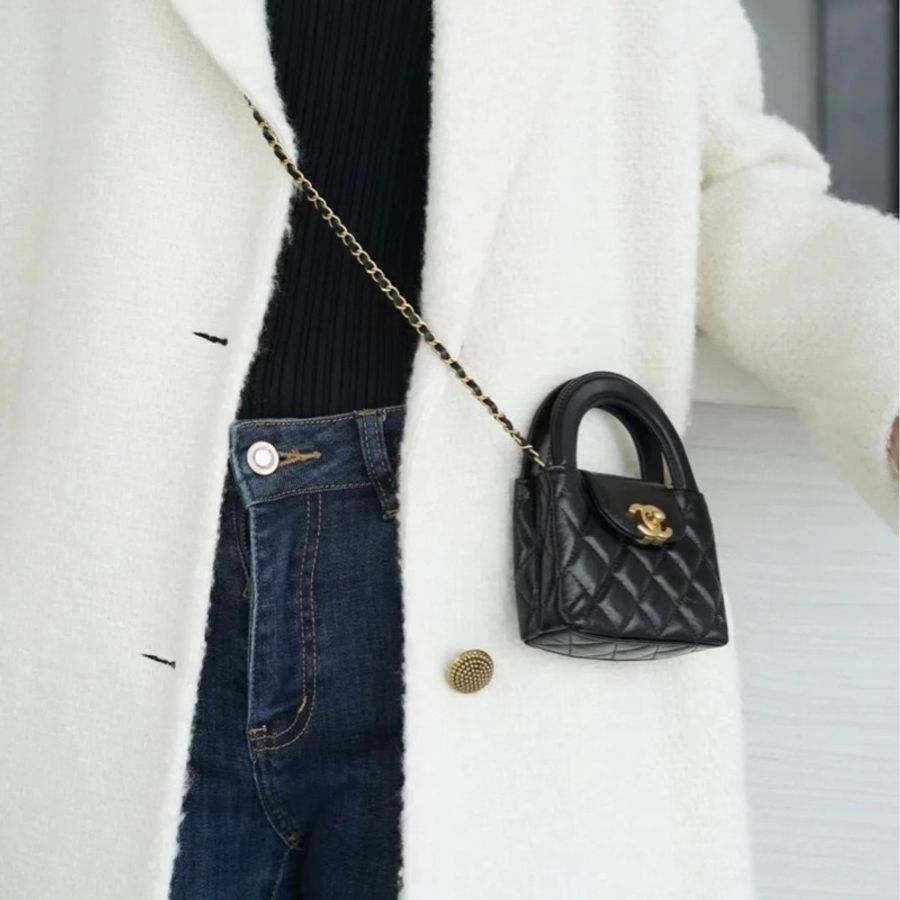 Chanel mini shopping bag / Chanel 23k kelly 黑金手提皮革鏈包-3