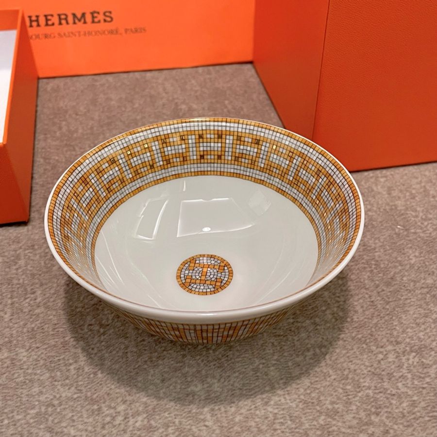 Hermes 馬賽克金色系列 飯碗 一組兩碗-1