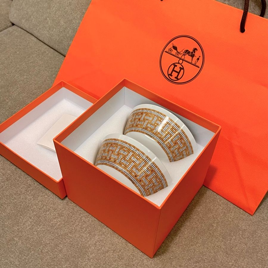 Hermes 馬賽克金色系列 飯碗 一組兩碗-6
