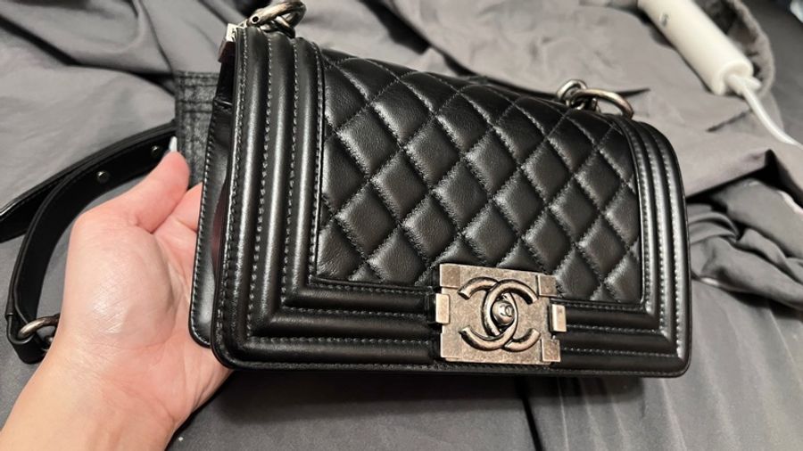Chanel Boy 20cm Small 黑銀 小牛皮-1