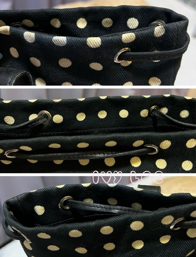 SAINT LAURENT 手提包帆布121631 經典黑底白點點 肩背包 二手精品-11