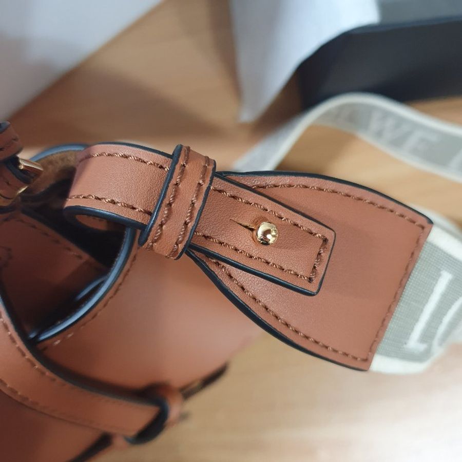 LOEWE Mini Gate Dual bag 棕褐色 焦糖色 緹花背帶 馬鞍包 肩背包-12