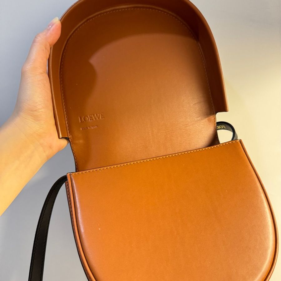 Loewe HEEL DUO BAG 黑棕拼色（雙層半月包）-3