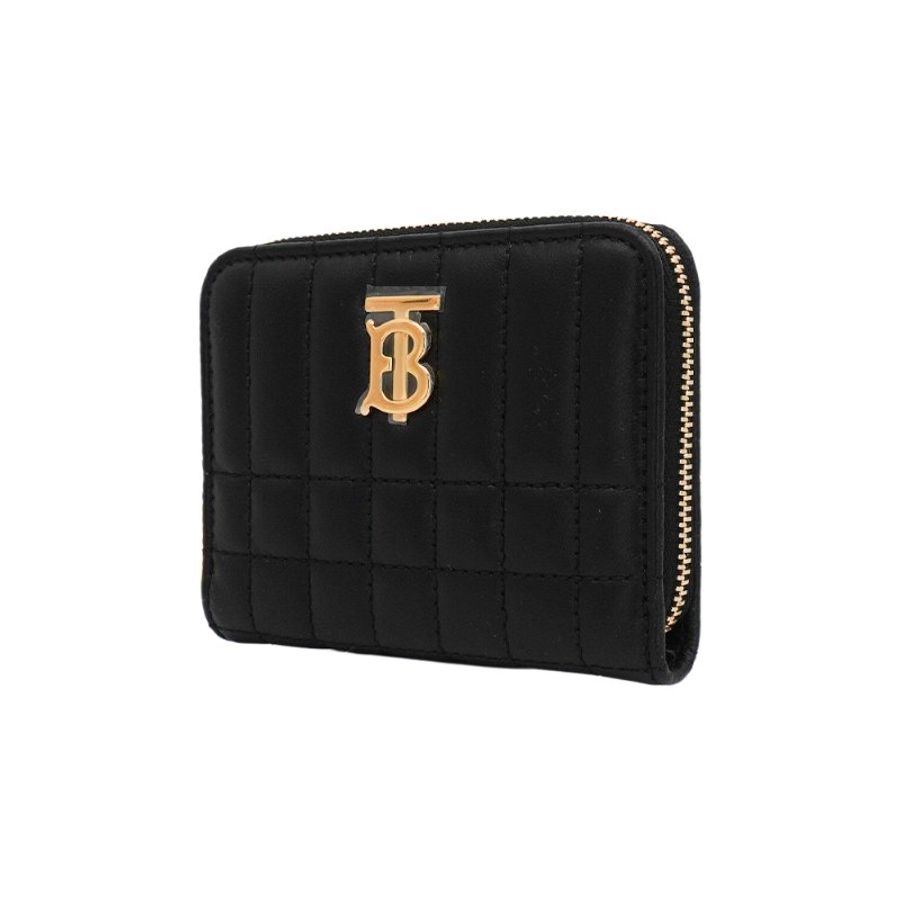 Burberry Lola TB金logo小羊皮縫線拉鍊零錢包(8062373-黑)-1