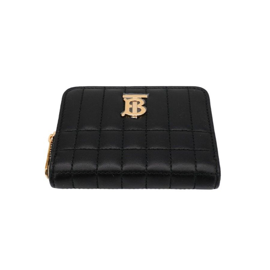 Burberry Lola TB金logo小羊皮縫線拉鍊零錢包(8062373-黑)-3