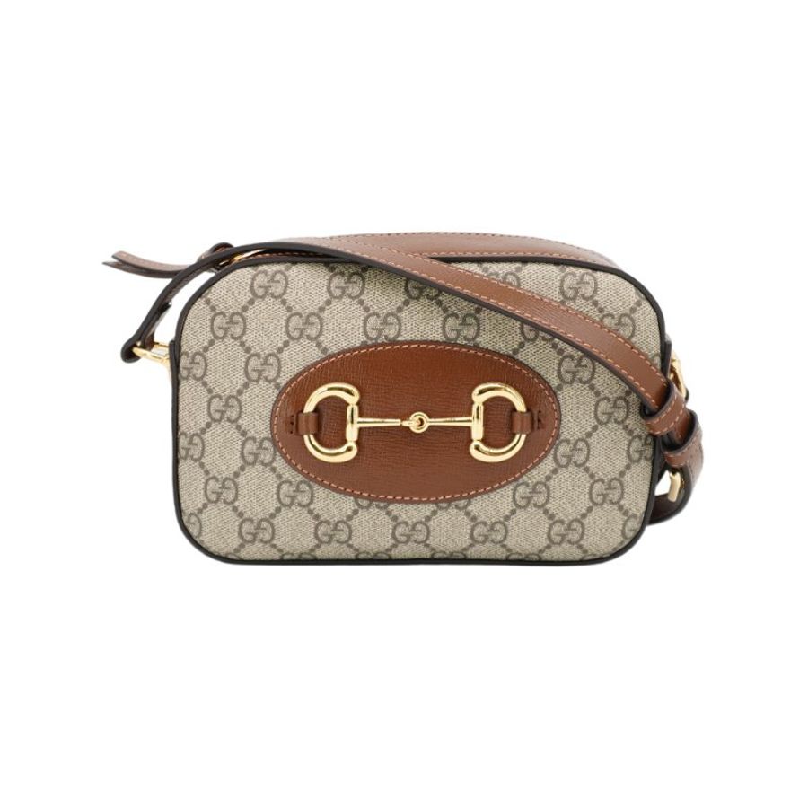 Gucci 1955 Horsebit 馬銜釦拉鍊斜背相機包(760196-棕)-0