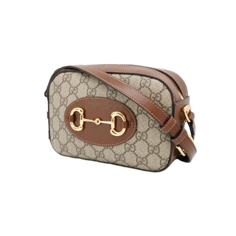 Gucci 1955 Horsebit 馬銜釦拉鍊斜背相機包(760196-棕)-1