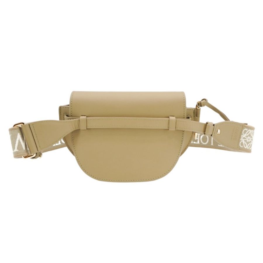 Loewe Mini Gate Dual 柔軟小牛皮緹花雙層斜背包(黏土綠)-2