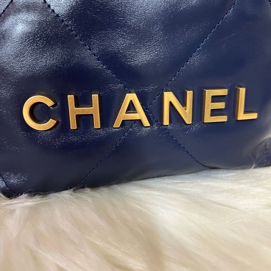 chanel 22bag mini藍金-20