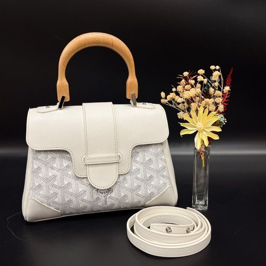 GOYARD 白色全皮 mini Saigon迷你西貢包/肩背包/手提包/斜背包/二用包-1