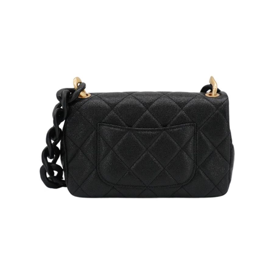 Chanel 仿舊金雙C粒紋小牛皮肩背包(AS4788-黑)-4