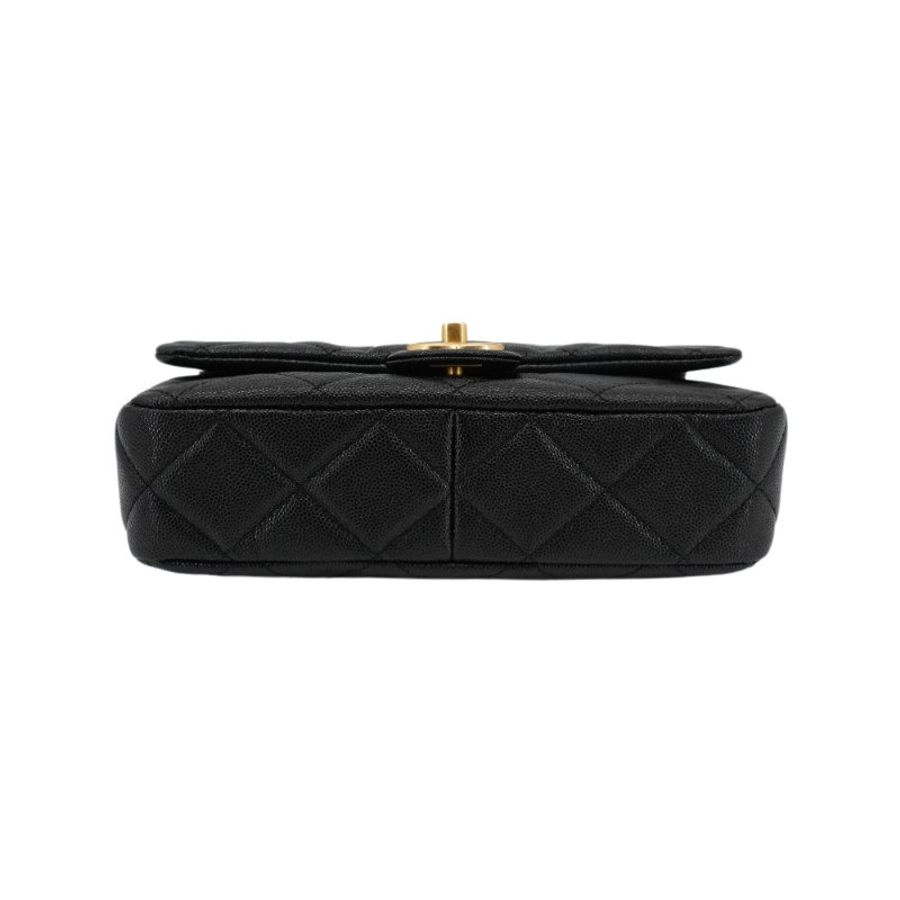 Chanel 仿舊金雙C粒紋小牛皮肩背包(AS4788-黑)-5